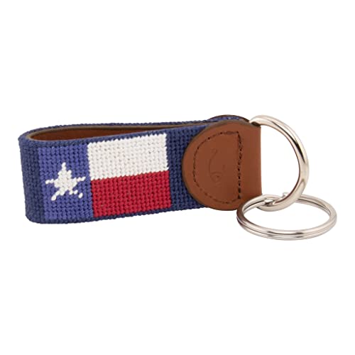 Image of Leather Hand-Stitched Needlepoint Key Fob or Key Chain