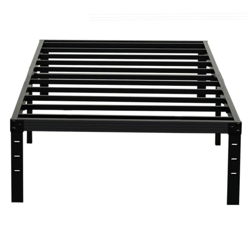 Image of Wulanos Twin Size Bed Frame, 3500lbs Heavy Duty Metal Platform with Steel Slats Support, No Box Spring Needed, 14 inches high Bedframe with Ample Storage, Sturdy and Noise-Free, Black