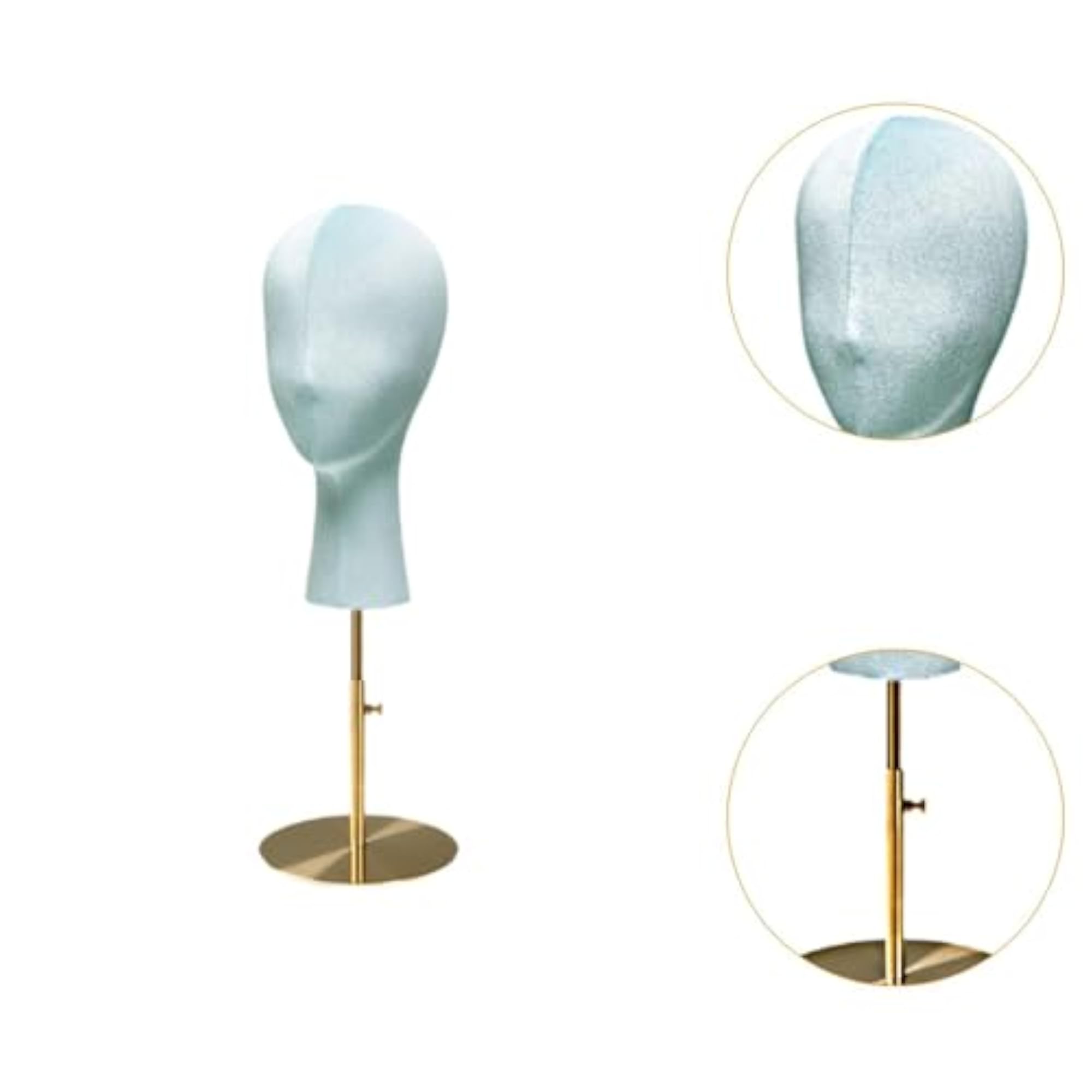 Mannequin Head Hat Rack for Jewelry and Wigs, Blue