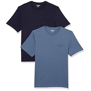 Amazon Essentials Mens T-Shirts, Regular-Fit, Short-Sleeve Crewneck Pocket, Pack of 2