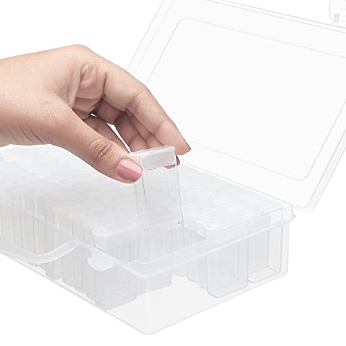 Belle Vous Plastic Diamond Dot Schilder Opbergdoos met 64 Rasters en Labels- Transparante Organisatiedozen - Koffer voor… - Image 4