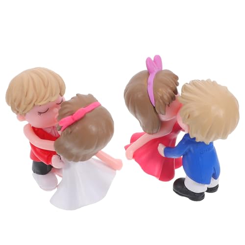 TOBBOMEY Adornos de Escritorio de Parejas Mini para Decoración de Micro Paisaje 2 Pares de Figuras de Plástico Poses de Beso Colores - y - Ideales para Escritorio y Hogar