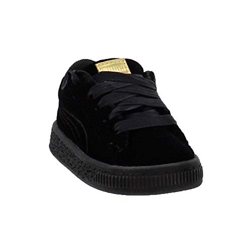 PUMA PUMA Unisex-Baby Basket Classic Hook and Loop Sneaker, Black-Metallic Gold, 4 M US Toddler
