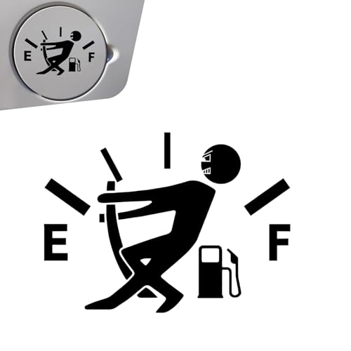 YAWUROU Funny Fuel Tank Cap Sticker, Vinyl Waterproof Fuel Lid Decal, 5.12"x3.74" Self-Adhesive Gas Tank Gauge Empty Decor Sticker for Cars Trucks SUVs (Black)