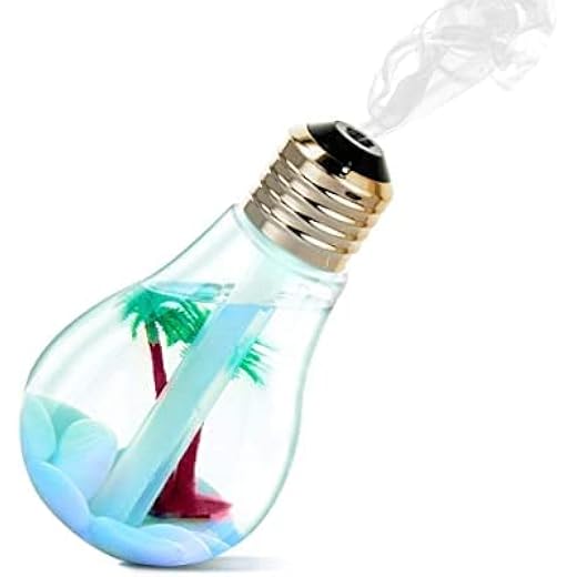 Yorten 400ml Colorful USB LED Night Light Bulb Mini Humidifier Micro Spray Hydrating Desktop Cool Mist Maker Sprayer Automatic Shut-Off Air Purifier for Home, Office, Bedroom