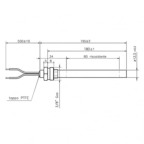 Bujía resistencia encendido para estufa de pellets D.12,5 – L 190 mm – 350 W