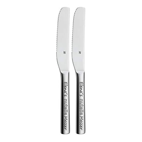 WMF NUOVA Brunchmesser, Frühstücksmesser Set 2-tlg mit Wunsch Gravur, Besteck Set, Frühstücksbesteck mit Name graviert Cover