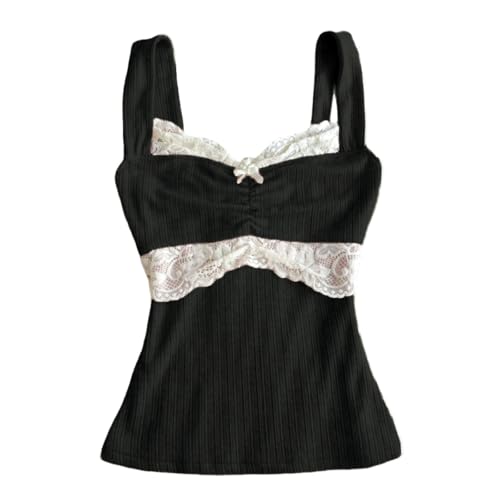 Women's Lace Trim Cami Tops Cable Knit Fairy Grunge Camisole Top