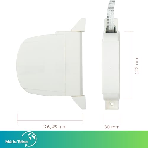 TELKES - Aufwickler für externe Rollläden, weißes Band, 14 mm x 5 m, integriert, klappbar, 180º aus PVC für Fenster, langes Band, einfache Installation, kompaktes Design, universell (Weiß, Gurt 14 mm)