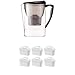 Amazon Basics - Caraffa filtrante per l'acqua, 2.3 L & Cartucce filtranti per Acqua, Confezione da 6