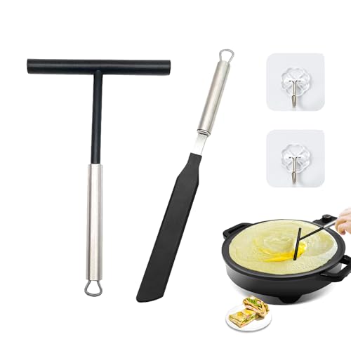 Set di 2 utensili per frittelle in acciaio inox, distributore di pasta, spatola, macchina di distribuzione, adatto per cucina, ristorante, stand vendita, ecc.