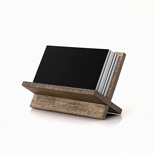 Tarjetero de madera para tarjetas de visita, tarjetero marrón para escritorio, soporte de madera para tarjetas de nombre, tarjeteros de oficina, organizador de mesa, expositor de tarjetas de visita Cover