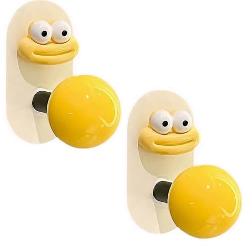 Image of Cartoon Face Self-Adhesive Wall Hook with Colorful Ball Shape Knob, No-Drill Hanging Hook (2)