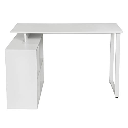 EUGAD 0077ZZ Schreibtische Computertisch PC-Tisch Bürotisch Arbeitstisch mit Ablagen Holz Weiß 116x75x80cm – Bild 5