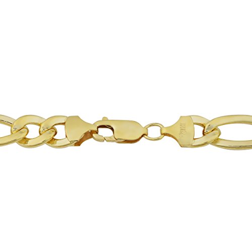 Kooljewelry 14K Yellow Gold Filled Men's Solid High Polish Figaro Link Bracelet (8.6 Mm, 9 Inch) #TOP1