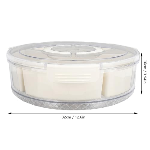 Geteiltes, Drehbares Serviertablett mit Deckel und Griff, Snackbox-Behälter, Drehbare, Geteilte Servierplatte mit 6 Fächern für Obstsnacks 10 Geteiltes, Drehbares Serviertablett mit Deckel und Griff, Snackbox-Behälter, Drehbare, Geteilte Servierplatte mit 6 Fächern für Obstsnacks