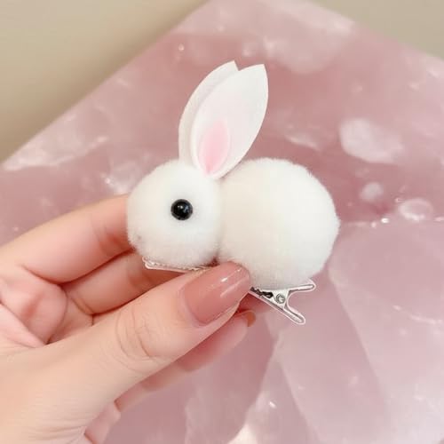 Plush Bunny Hair Clips - Cute Rabbit Hair Claws for Thin Hair