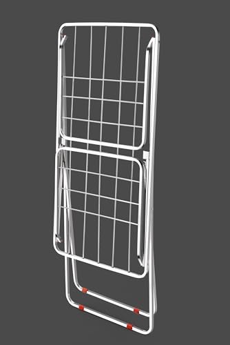 Image of Stainless Steel Clothes Drying Rack, Metal Laundry Rack, Foldable, Space-Saving, Free-Standing Airer, with Height-Adjustable Gullwings, Indoor Outdoor Use (Cross)