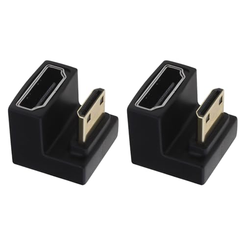 Be In Your Mind 2 Stück Mini-HDMI-Stecker auf HDMI-Buchse Verlängerungsadapter Abwärtswinkel-Adapter U-förmiger Mini-HDMI-auf-HDMI-Adapter für Laptops Kameras Tablets