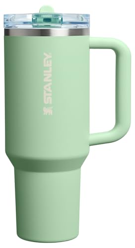 Stanley Quencher ProTour Flip Straw Tumbler with Leakproof Lid 40 oz | Built-In Straw and Handle | Cup Holder Compatible for Travel | Insulated Stainless Steel Cup | BPA-Free | Pistachio
