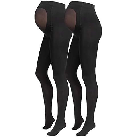 Herzmutter 80DEN Maternity Tights - opaque, black pregnancy tights - stretchy, non-slip belly insert - set of 1 & 2-1320 (L-XL, Black 2x) Cover