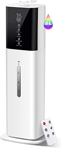 Humidifiers for Bedroom, 2.11Gal 8L Quiet Humidifiers for Large Room with Timer, 360°Nozzle, 3 Speed Ultrasonic Cool Mist Humidifier with Humidistat for Baby, Customize humidity for Home Adults Plants Humidifiers for Bedroom, 2.11Gal 8L Quiet Humidifiers for Large Room with Timer, 360°Nozzle, 3 Speed Ultrasonic Cool Mist Humidifier with Humidistat for Baby, Customize humidity for Home Adults Plants