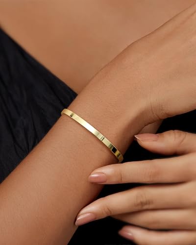 TEN MIRO Chunky Silver bracelets for Women,Dainty Silver Bangle Bracelets For Women Non Tarnish,Silver Plated Bracelet Stack Layered Bangle Cuff Bracelet,Stackable Silver bracelets for womens2