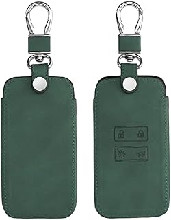 kwmobile Etui na kluczyki samochodowe kompatybilne z Renault 4 przyciskami Smartkey (tylko Keyless Go) imitacja skóry nubukowej etui ochronne ze sztucznej skóry na klucze ciemnozielone