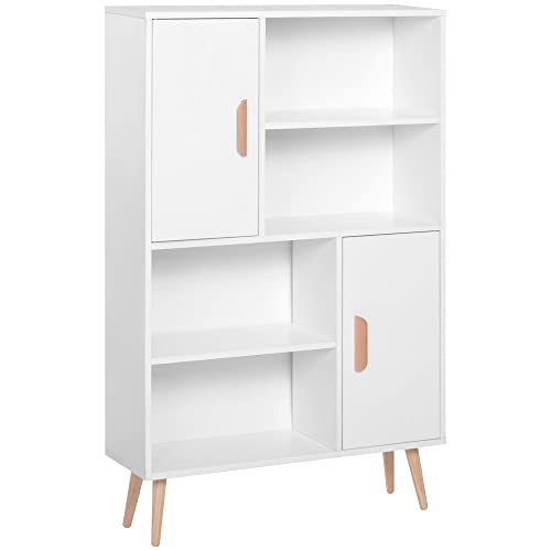 HOMCOM Bibliothèque scandinave 4 niches + 2 placards avec étagère