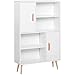 HOMCOM Bibliothèque scandinave 4 niches + 2 placards avec étagère dim. 80L x 24l x 123H cm Pieds effilés inclinés Bois Massif Panneaux Particules Blanc