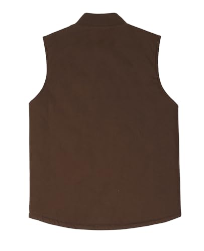 ZENTHACE Men's Arctic Quilted Lined Duck Vest Washed Full Zip Up Utility Rugged Canvas Work Vest Jacket2