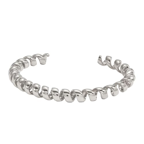 [Oxxggkao] Elegant Spring Coil for Women Stainless Steel Open Bangle Minimalist Design Jewelry Any Occasion Spring Telephone Wir