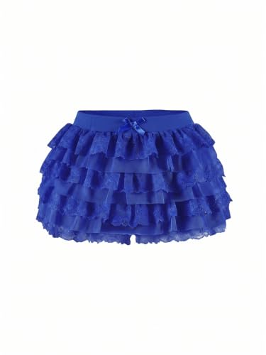 Image of Women Y2K Lace Multi-Layered Bloomers Lolita Ruffle Shorts Cute Mini Skirt