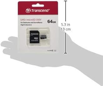 Transcend USD350V 64GB U1 microSDXC Class 10 Micro SD Memory Card up to 95/40 MB/s (TS64GUSD350V)