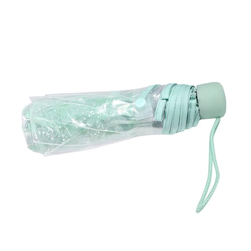 Tiiyee Transparent Cherry Blossom Umbrella, Clear Travel Floral Rain Umbrella Plastic Folding Cute Outdoor Fashionable Toddler Umbrellas for Adult Kids Girls Princess Women