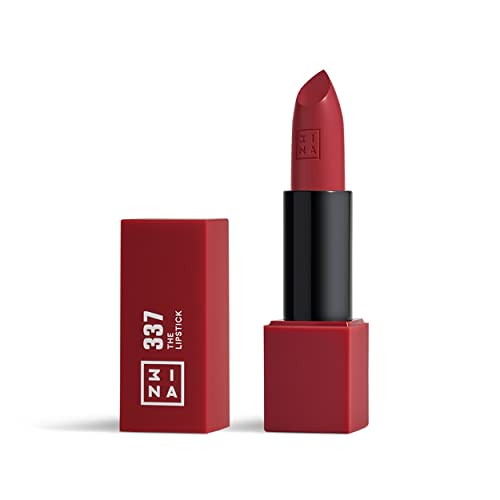 3INA MAKEUP - The Lipstick 337 - Vin Noir Mat - Rouge à Lèvres Vin Noir Mat avec Vitamin E et...