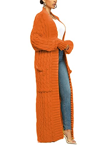 Image of Tcremisa Long Cable Knit Cardigans for Women Chunky Maxi Sweater Coat