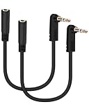 GELRHONR Cable alargador de audio de 3,5 mm, 0,5 pies, conector TRS macho de 1/8' a conector hembra, cable auxiliar para auriculares, ordenadores portátiles y teléfonos, paquete de 2 unidades