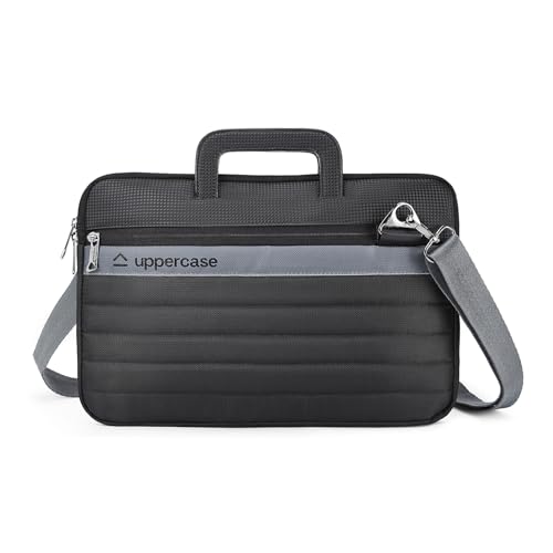 Image of uppercase Pulse Laptop Sleeve, Multi-Textured Quilted Design, Quick Access Pocket, Trolley Sleeve, Slide-in Handle & Detachable Shoulder Strap, Ideal for Men & Women | Office & Travel