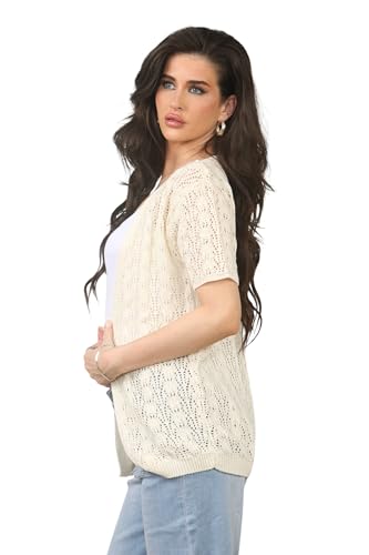 Image of Loxdonz Women's Short Sleeve Cropped Cardigan Sweaters Open Front Bolero Short Shrugs for Women