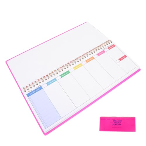 HOUDERCO Bloc-notes Agenda Hebdomadaire Rose Format Long à Spirale, Papier Lisse Anti-transfert, Planificateur De Bureau Non Daté Pour Gestion Du Temps Et...