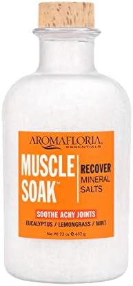 Aromafloria Muscle Soak Recover Mineral Salts - Soaking Recovery for Men & Women - Pain Relief with Ingredients of Epsom Salt, Mineral Salt, & Essential Oils - Bathe & Relax - Aromatherapy - Naturally Scented - 23 oz