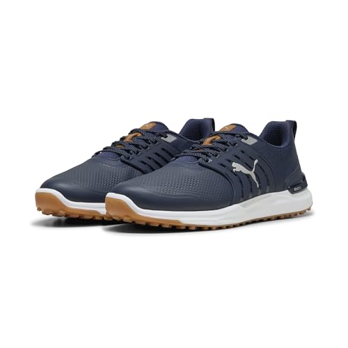 PUMA Men's Ignite Elevate 2 Wide Golf Shoes, DEEP Navy Silver-Gum, 9.53