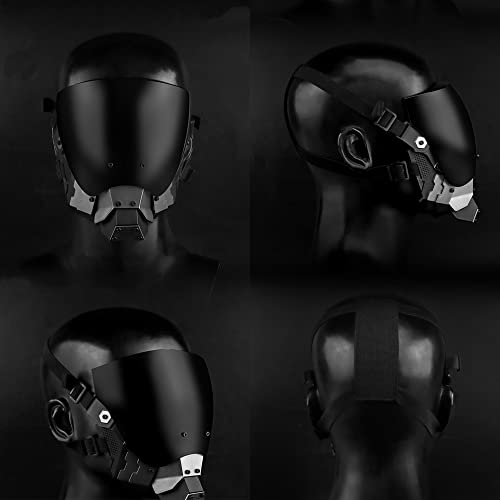 Marikito Punk Mask Helmet for Adult,Techwear Futuristic Masks, Halloween Holiday Party Cosplay Costume Props,Black, Anti-fog Lens