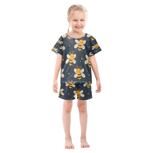 Honey Bee Kids Pjs Set Boys Girls Summer Short-Sleeve Sleepwear Pajamas 2PCS3