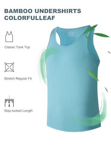 COLORFULLEAF Mens Undershirts Bamboo Rayon Tank Tops Men Crew Neck Stretchy Sleeveless Tank Shirts 3 or 6 Pack2