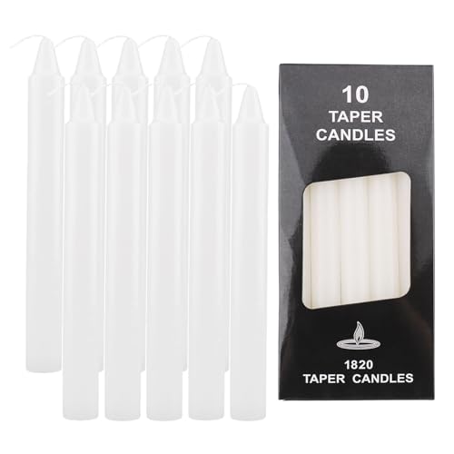 ALLAVA 10 Stück Glatte Stabkerzen Weiß, 100% Paraffin, 6 Stunden...