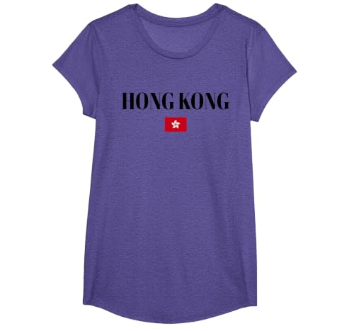 Hong Kong Flag | Men Women Kids | Hong Kong T-Shirt, Girls, Purple Heather, Large