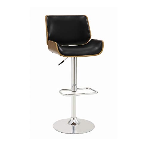 Coaster CO- Adjustable Bar Stool, Black, Walnut, Chrome