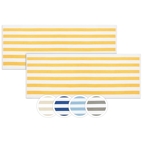 ZOLLNER Set de 2 Serviettes de Plage - Serviettes de Bain résistantes et absorbantes en 70x180 cm - lavables à 60°C - Coton - Motif à Rayures Intemporel en...